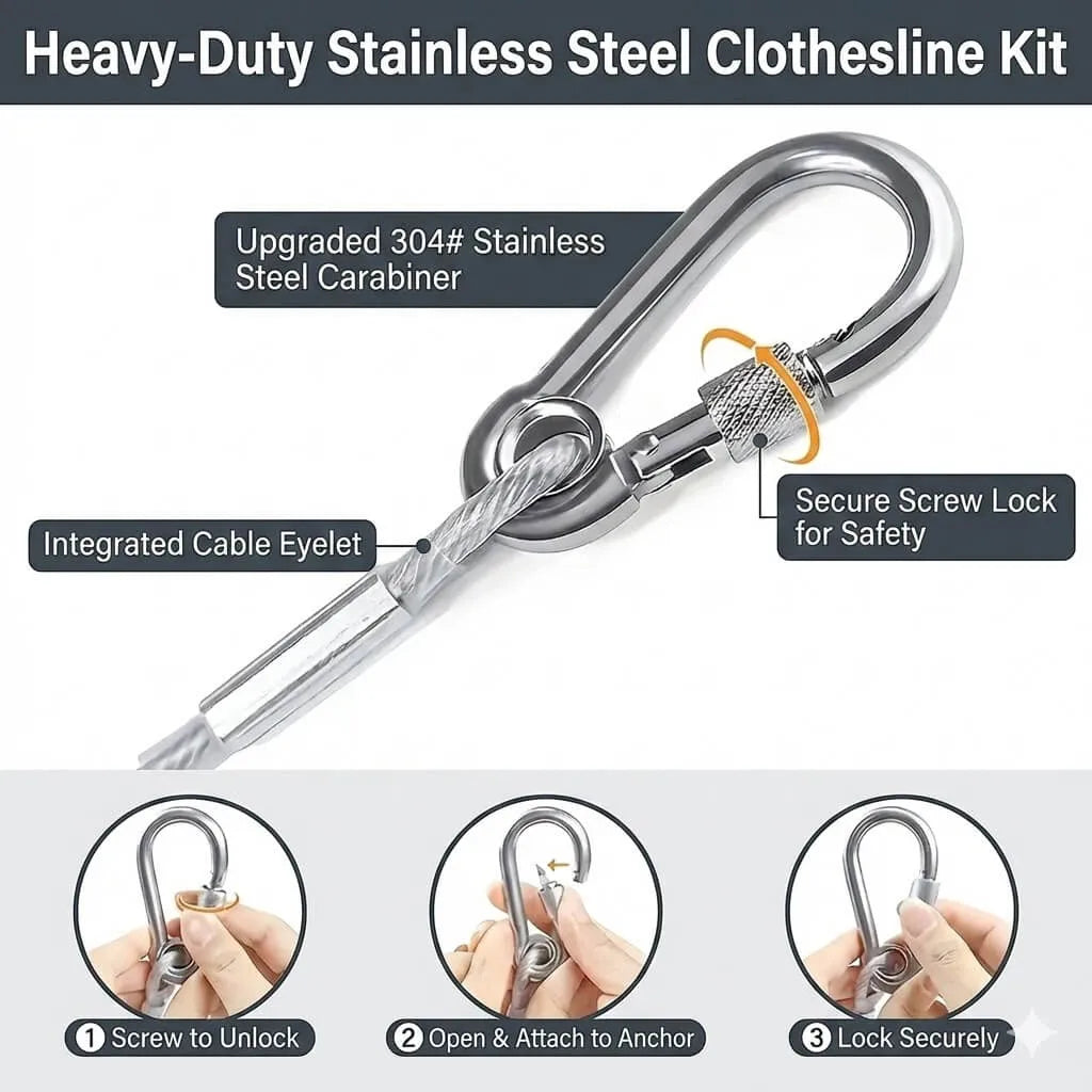 Heavy-Duty Stainless Steel Clothesline (6mm ) – Rust-Resistant & Durable