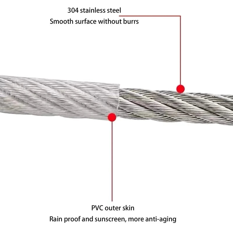 Heavy-Duty Stainless Steel Clothesline (6mm ) – Rust-Resistant & Durable